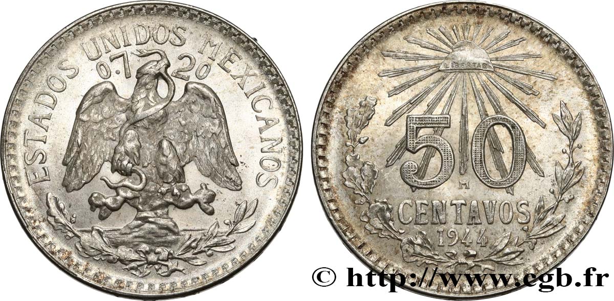 MESSICO 50 Centavos 1944 Mexico MS 