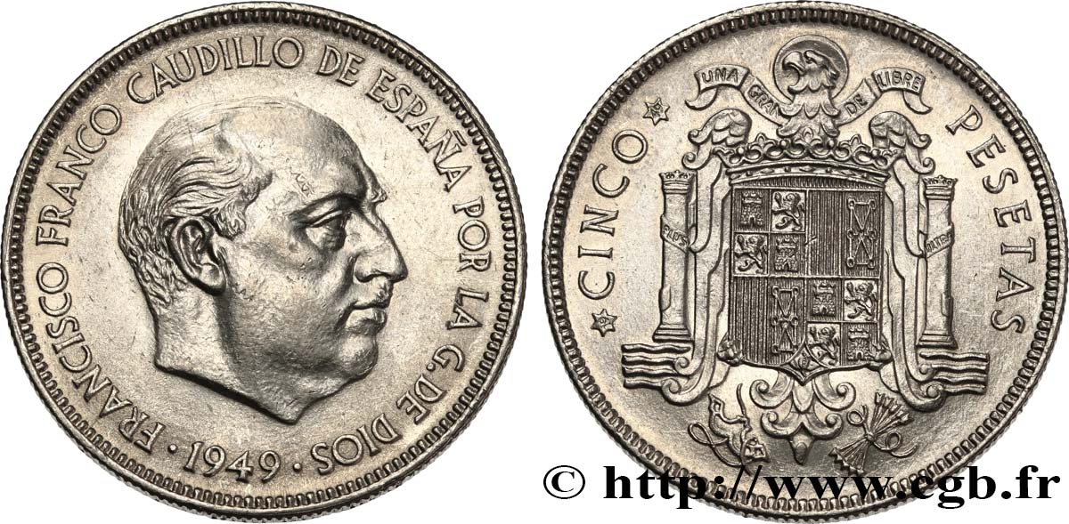 ESPAÑA 5 Pesetas Franco (1949) 1949  EBC 