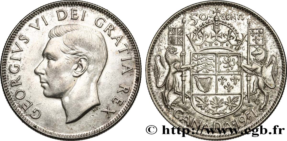 CANADá
 50 Cents Georges VI 1951  EBC 