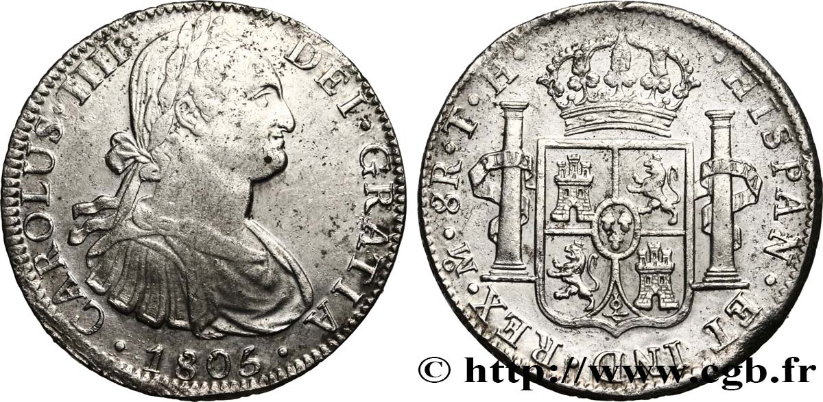 MEXICO 8 Reales Charles IV 1805 Mexico AU 