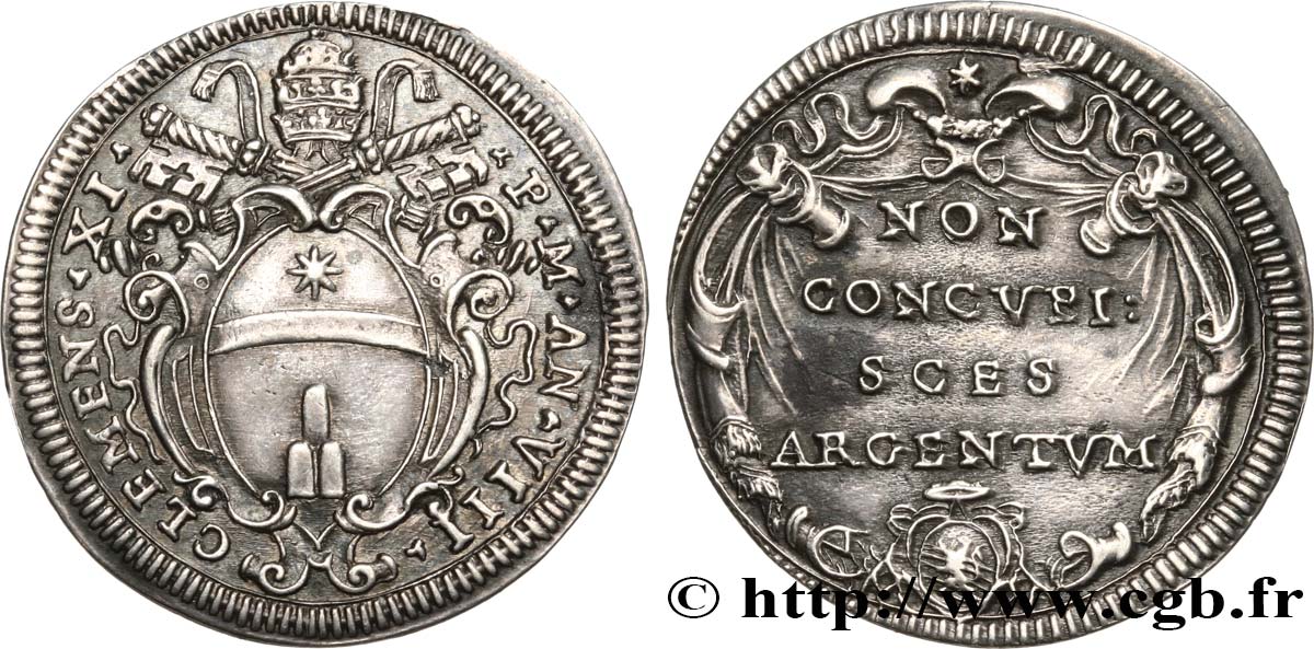 ITALIA - ESTADOS PONTIFICOS - CLEMENTE XI (Giovanni-Francesco Albani) Giulio an VIII (1708) Rome MBC+ 