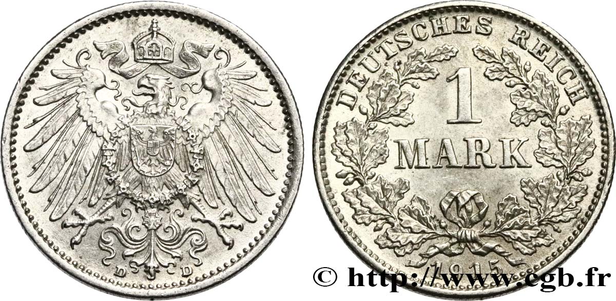 GERMANY 1 Mark Empire aigle impérial 1915 Munich AU 