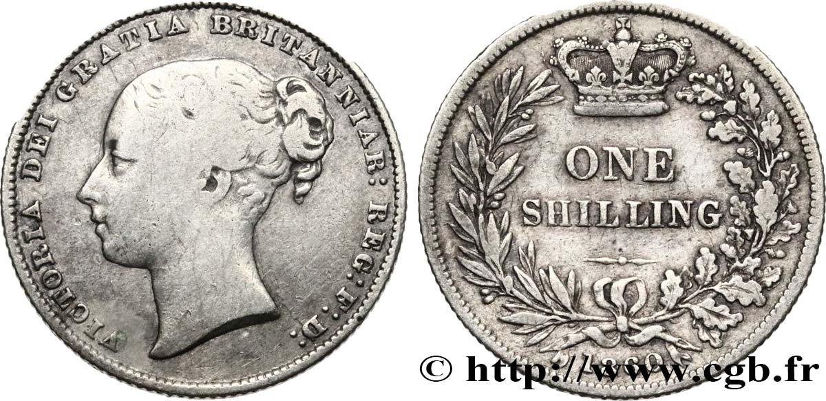UNITED KINGDOM 1 Shilling Victoria 1860  VF 
