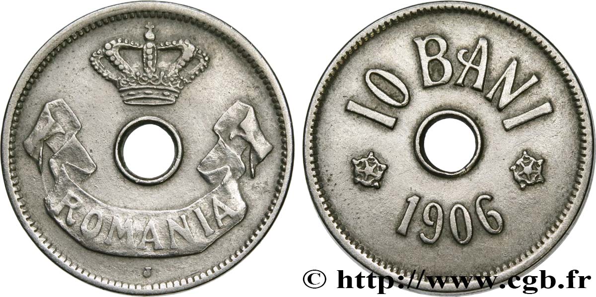 ROMANIA 10 Bani 1906 Hambourg - J XF 