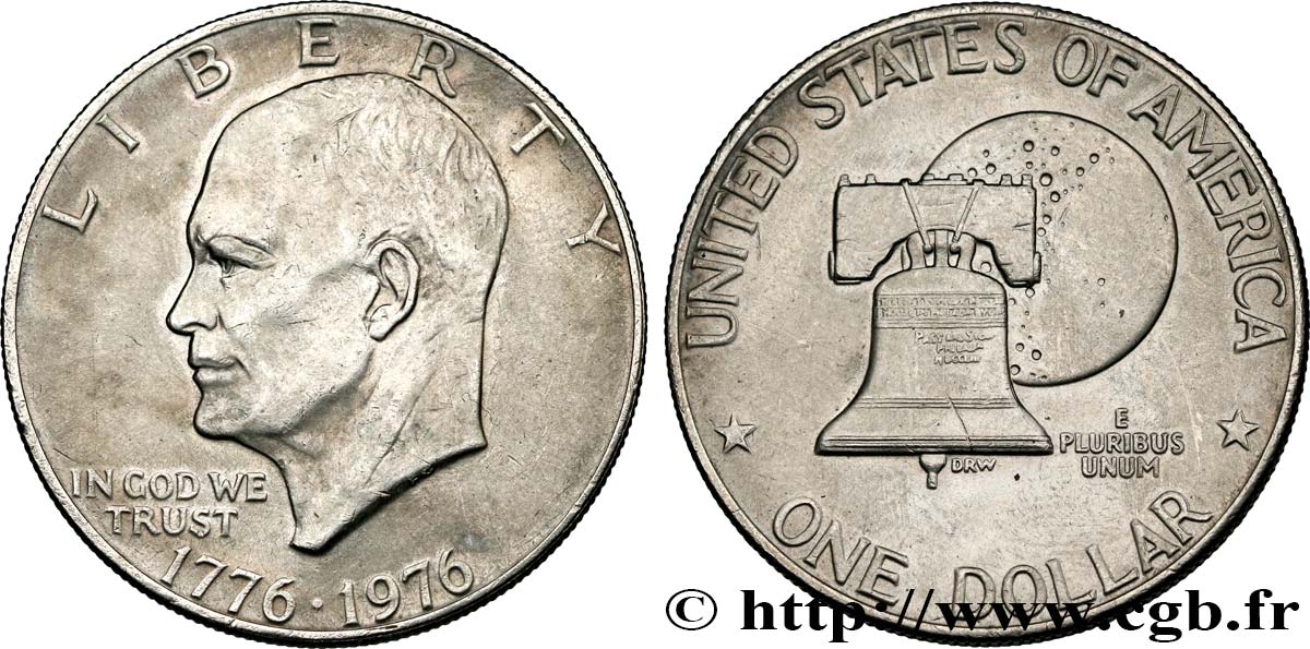 ÉTATS-UNIS D AMÉRIQUE 1 Dollar Eisenhower bicentenaire 1976 Philadelphie SUP 