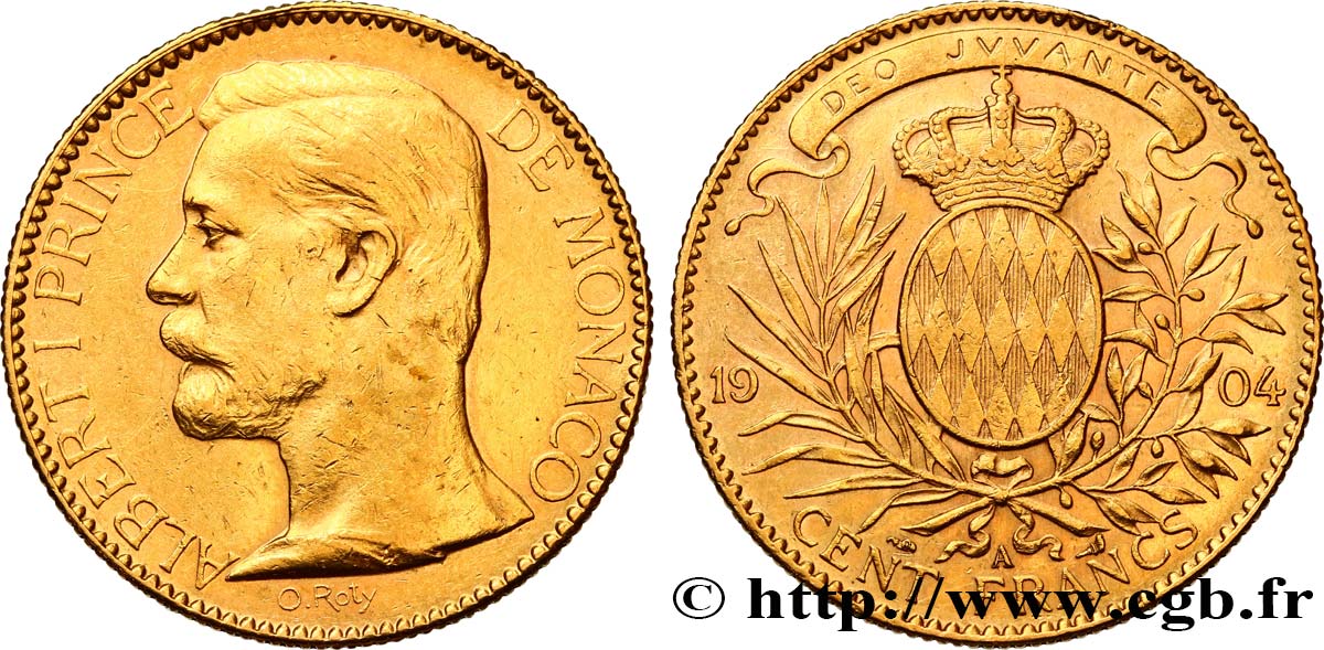 MONACO 100 Francs or Albert Ier 1904 Paris SPL 