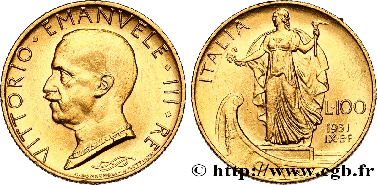 ITALIE 100 Lire, an IX 1931 Rome SPL 