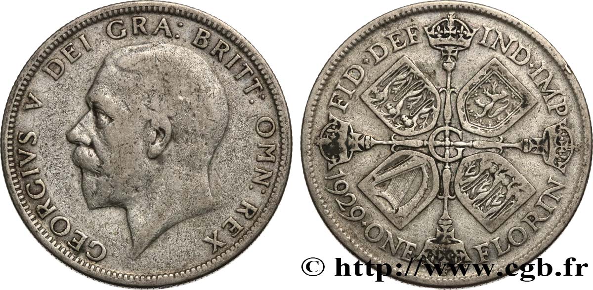 REINO UNIDO 1 Florin Georges V 1929  BC+ 