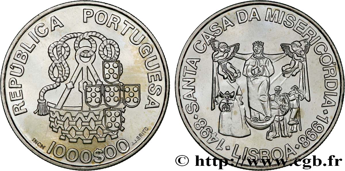 PORTUGAL 1000 Escudos 400e anniversaire de la Santa Casa da Misericórdia de Lisbonne 1998  SC 