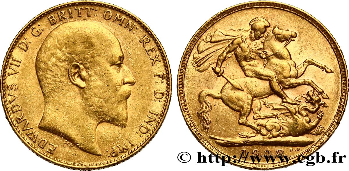 UNITED KINGDOM 1 Souverain Edouard VII 1908 Londres AU 