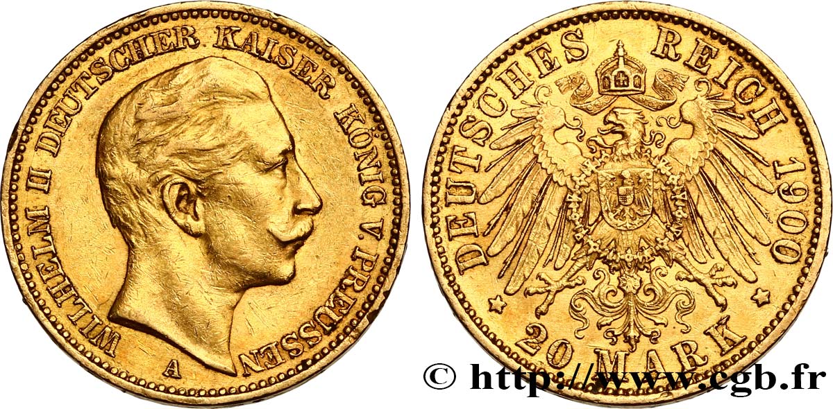 INVESTMENT GOLD 20 Mark Guillaume II 1900 Berlin MBC+ 