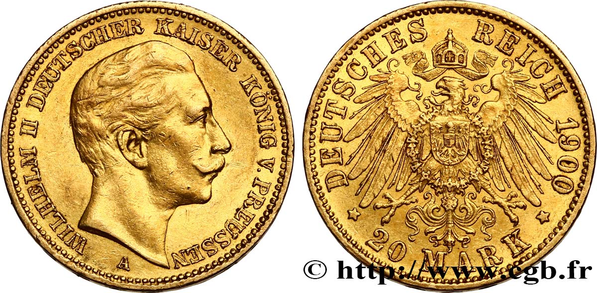 INVESTMENT GOLD 20 Mark Guillaume II 1900 Berlin fVZ/VZ 