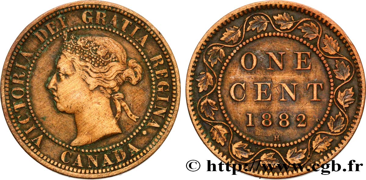CANADA 1 Cent Victoria 1882 Heaton TB+ 