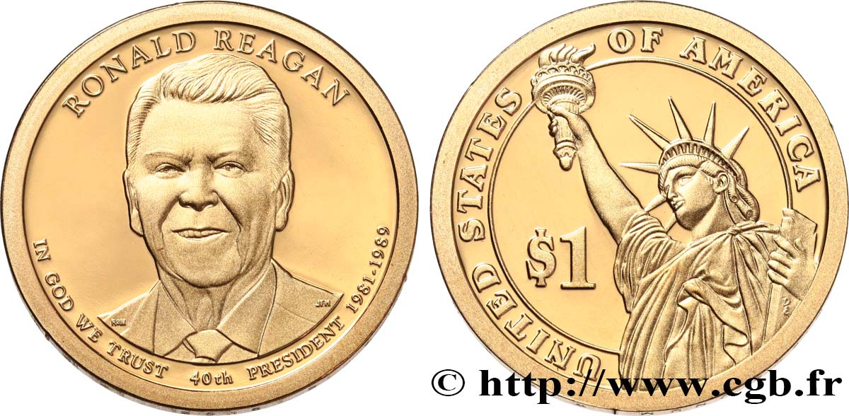 UNITED STATES OF AMERICA 1 Dollar Ronald Reagan - Proof 2016 San Francisco MS 