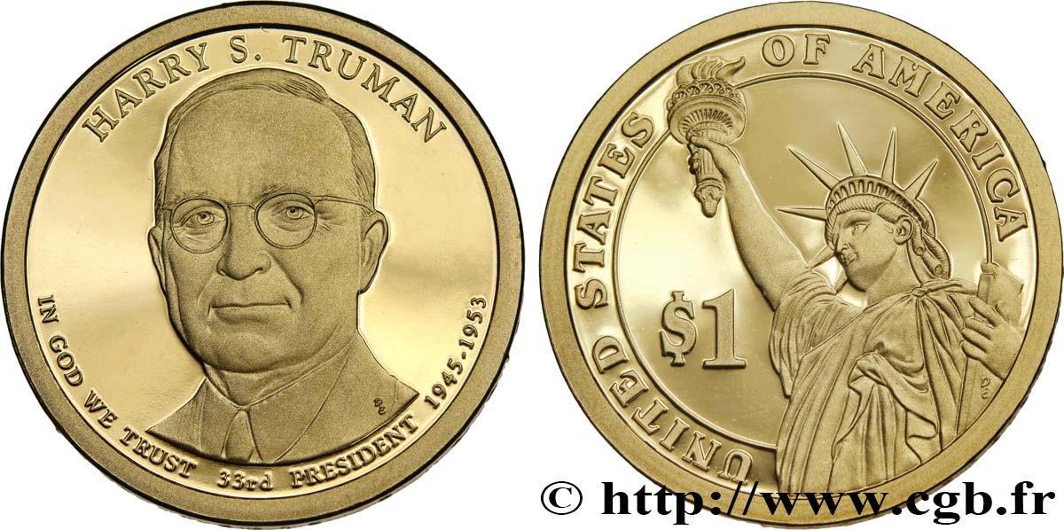 STATI UNITI D AMERICA 1 Dollar Harry S. Truman - Proof 2015 San Francisco MS 