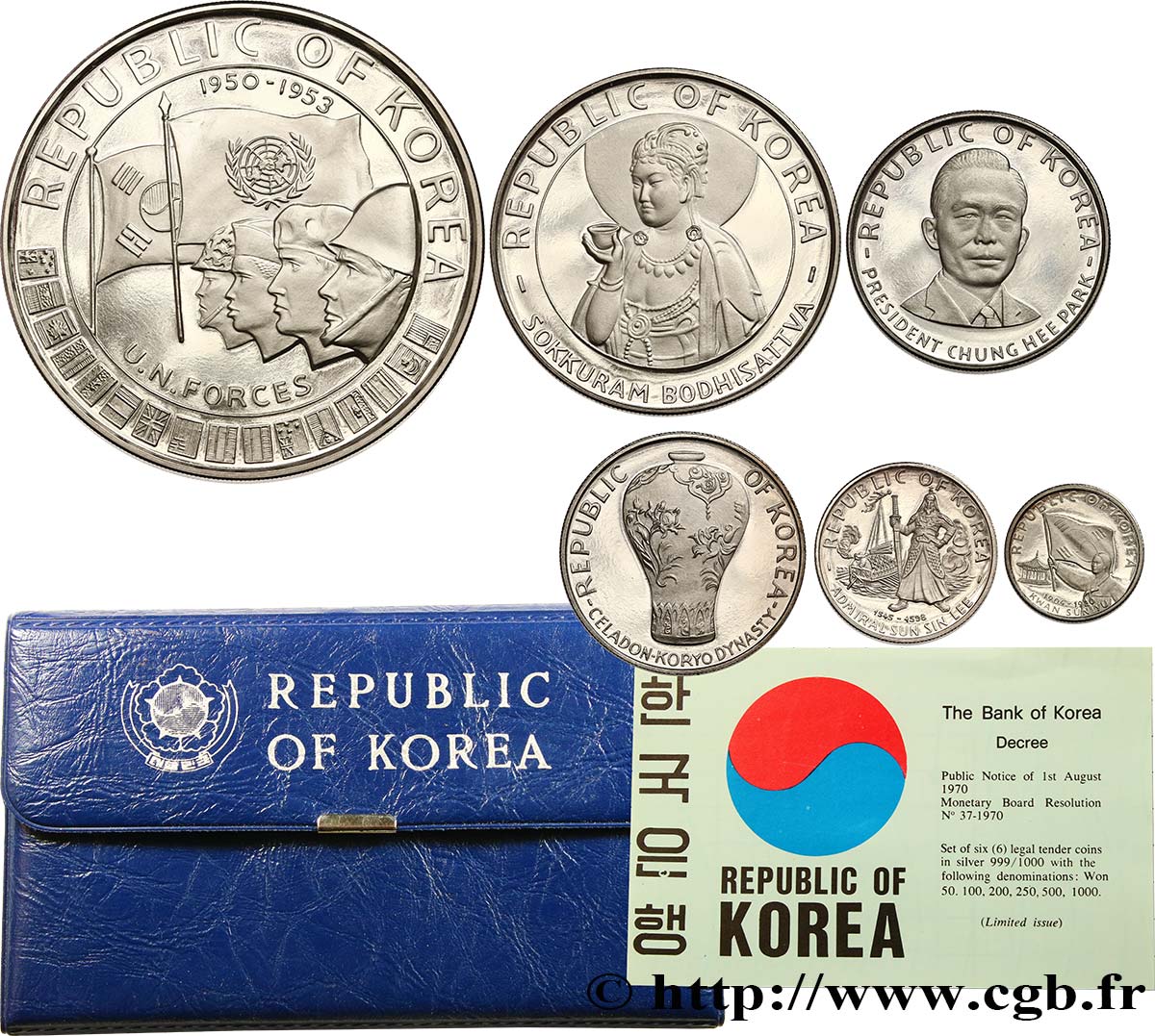 COREA DEL SUR Série Proof 6 monnaies 1970  FDC 