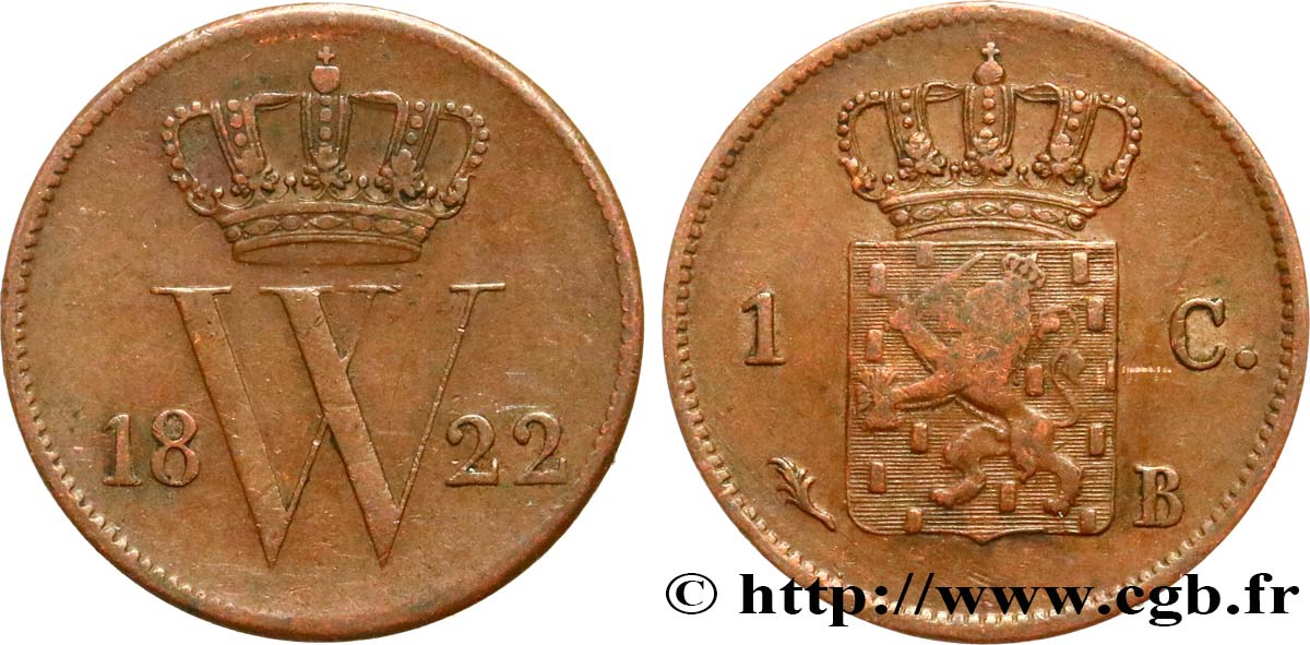 NETHERLANDS 1 Cent Guillaume Ier 1822 Bruxelles VF 