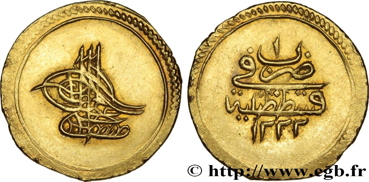 TURQUíA Altin Mustafa IV AH 1222, an 1 1807 Constantinople MBC 