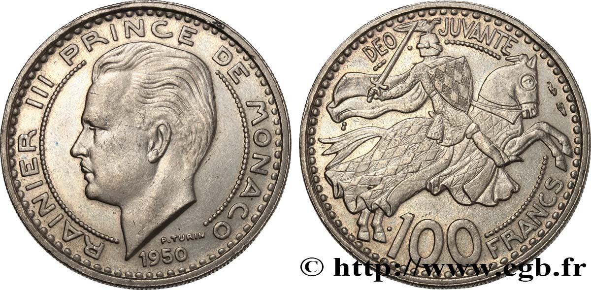 MONACO 100 Francs Rainier III 1950 Paris EBC 
