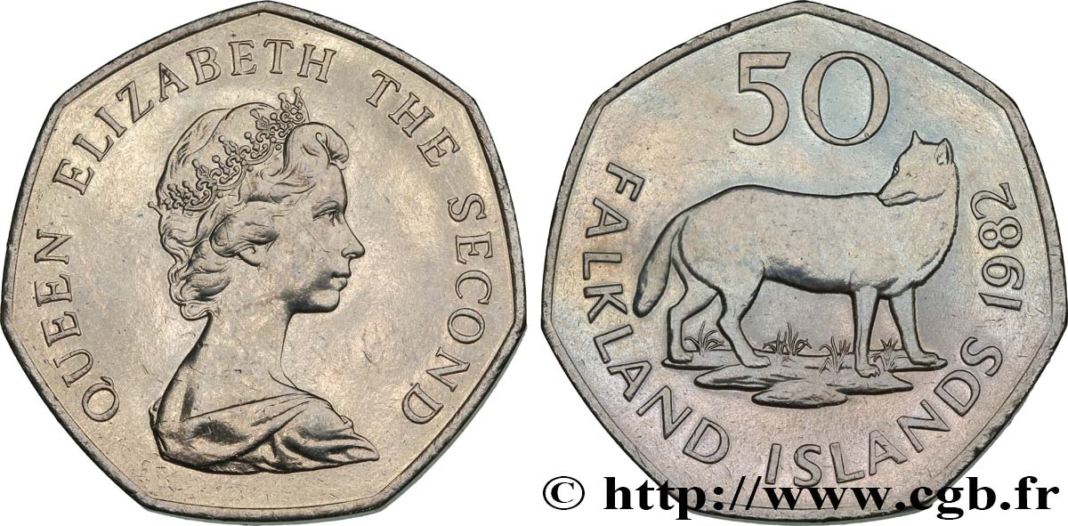 FALKLAND 50 Pence Élisabeth II / renard 1982  AU 