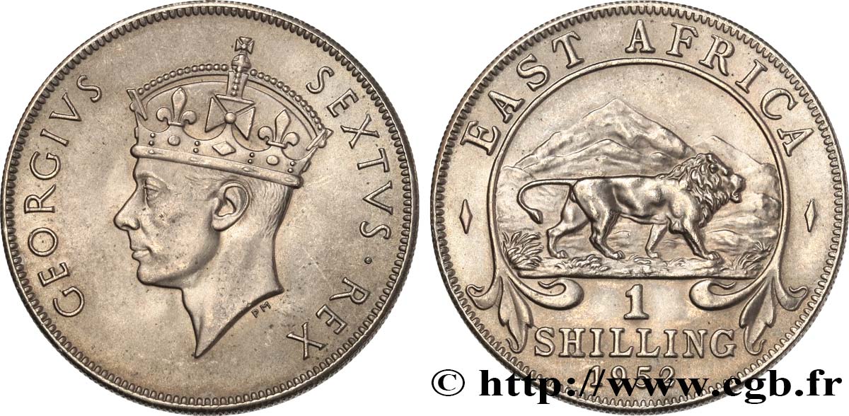 BRITISCH-OSTAFRIKA 1 Shilling Georges VI / lion 1952  fST 