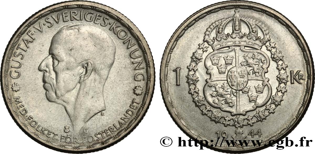 SWEDEN 1 Krona Gustave V 1940  VF 