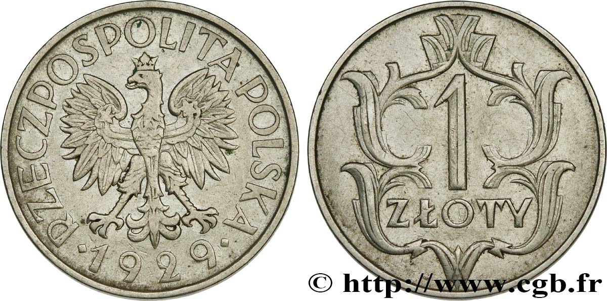 POLOGNE 1 Zloty aigle 1929 Varsovie TTB 
