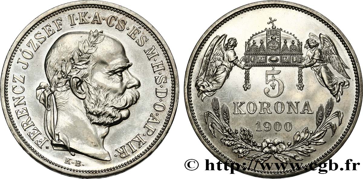 HUNGARY 5 Korona François-Joseph 1900 Kremnitz AU 