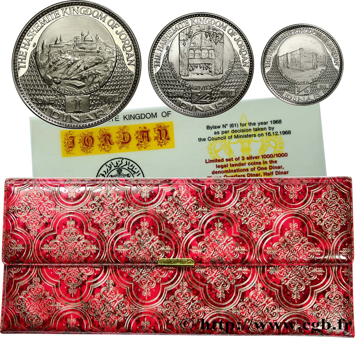 JORDANIEN Série Proof 3 monnaies 1969 - AH 1389 1969  ST 