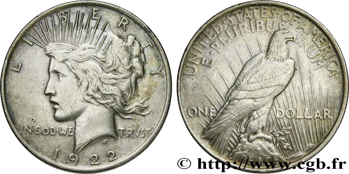 ÉTATS-UNIS D AMÉRIQUE 1 Dollar Peace 1922 Philadelphie TTB 
