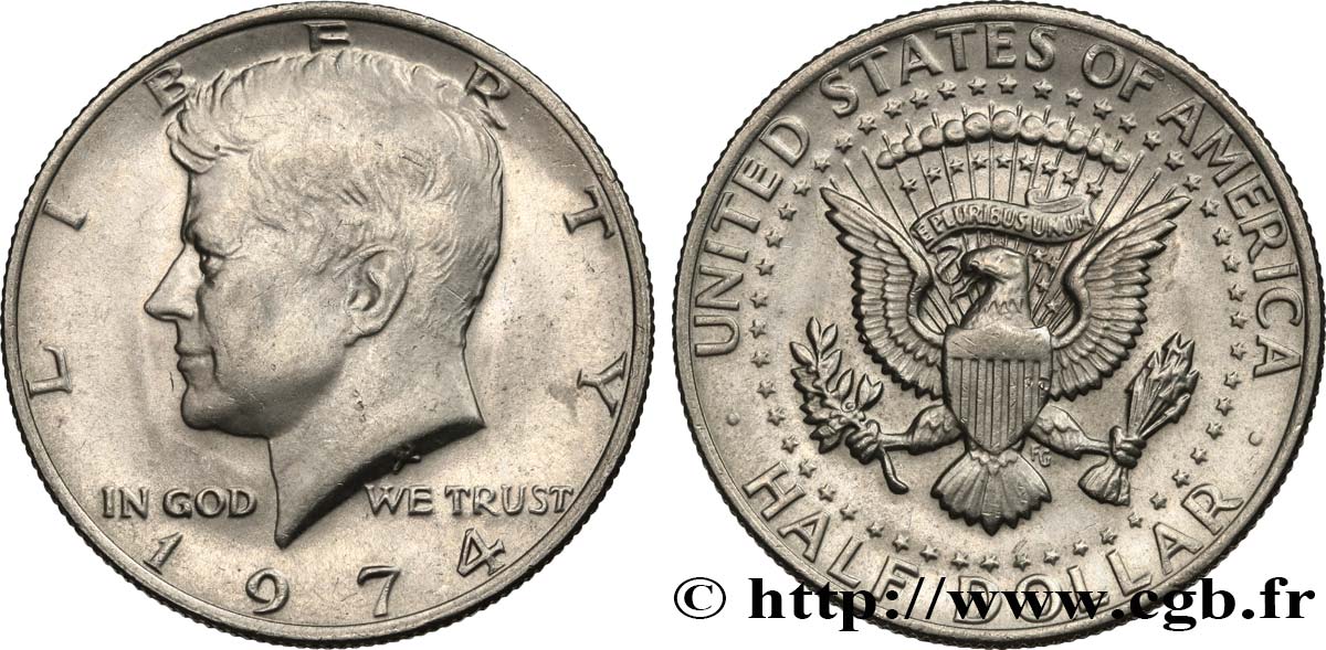 VEREINIGTE STAATEN VON AMERIKA 1/2 Dollar Kennedy 1974 Philadelphie VZ 