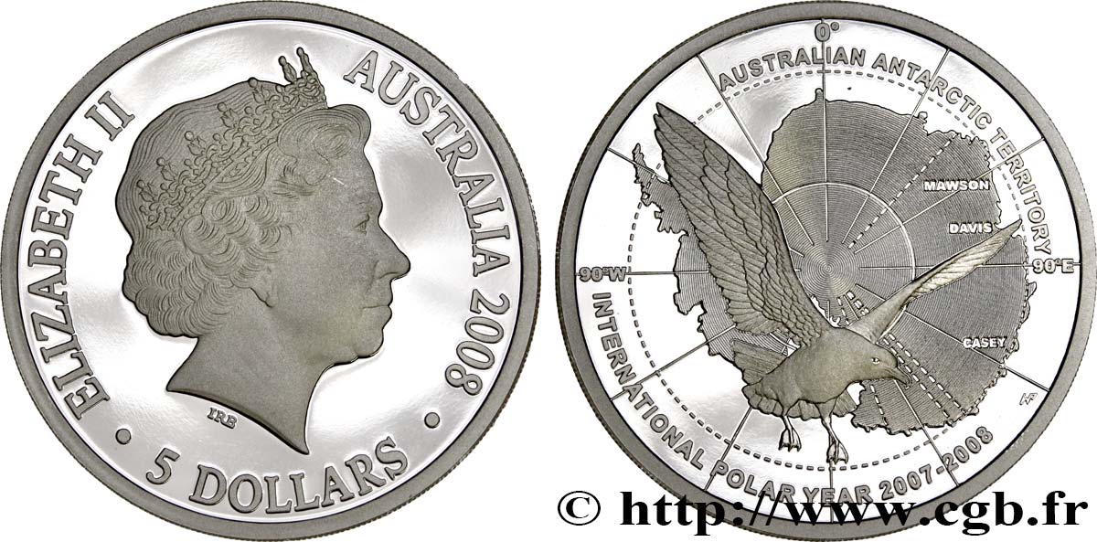 AUSTRALIA 5 Dollars Proof Année polaire internationale 2008  MS 