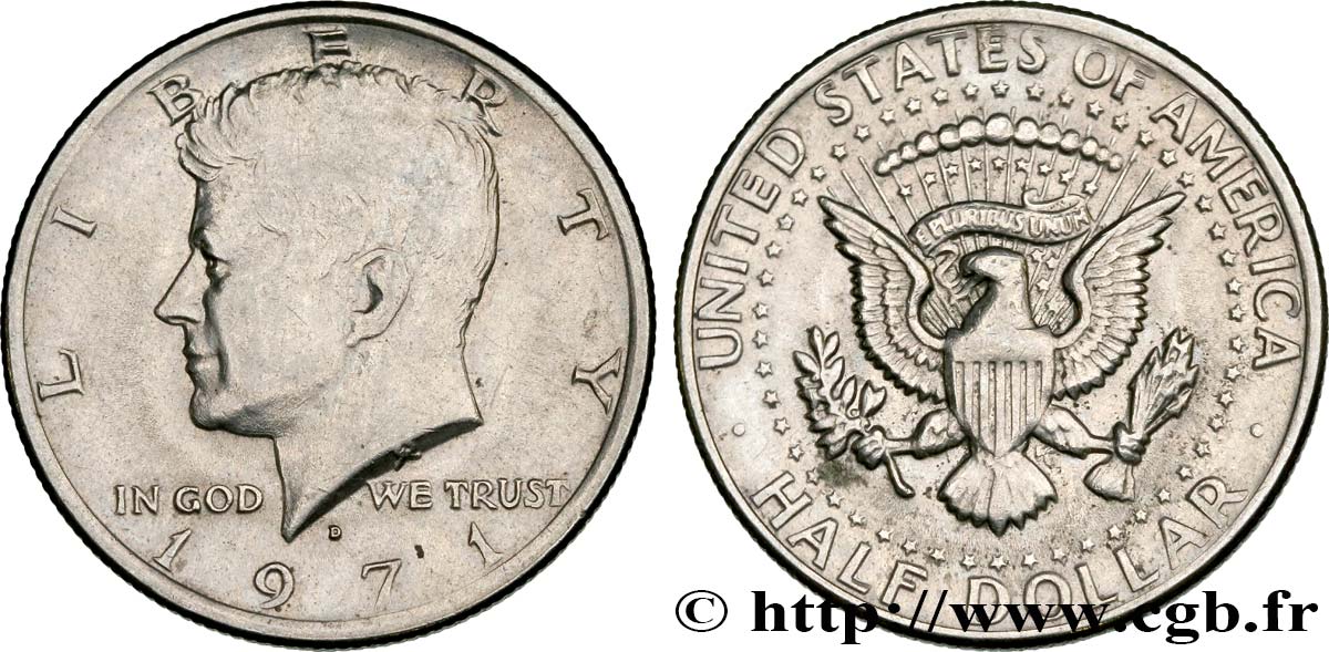 ÉTATS-UNIS D AMÉRIQUE 1/2 Dollar Kennedy 1971 Denver SUP 
