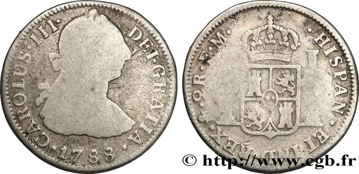 MEXIKO 2 Reales Charles III 1788 Mexico fS/fST 