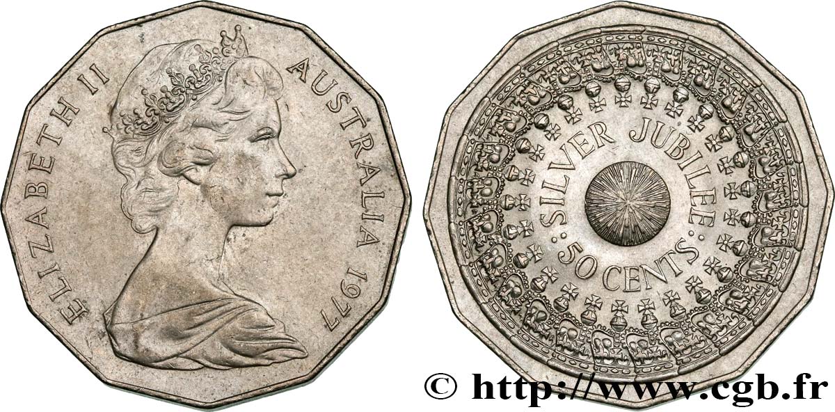 AUSTRALIEN 50 Cents Elisabeth II / jubilé d’argent 1977  VZ 