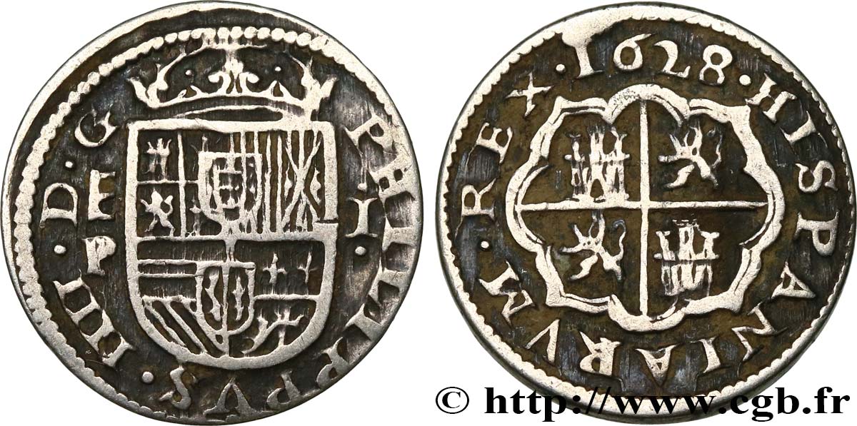 ESPAGNE 1 Real Philippe IV 1628 Ségovie TB+ 