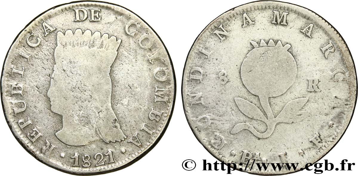 COLOMBIE 8 Reales 1821  TB 
