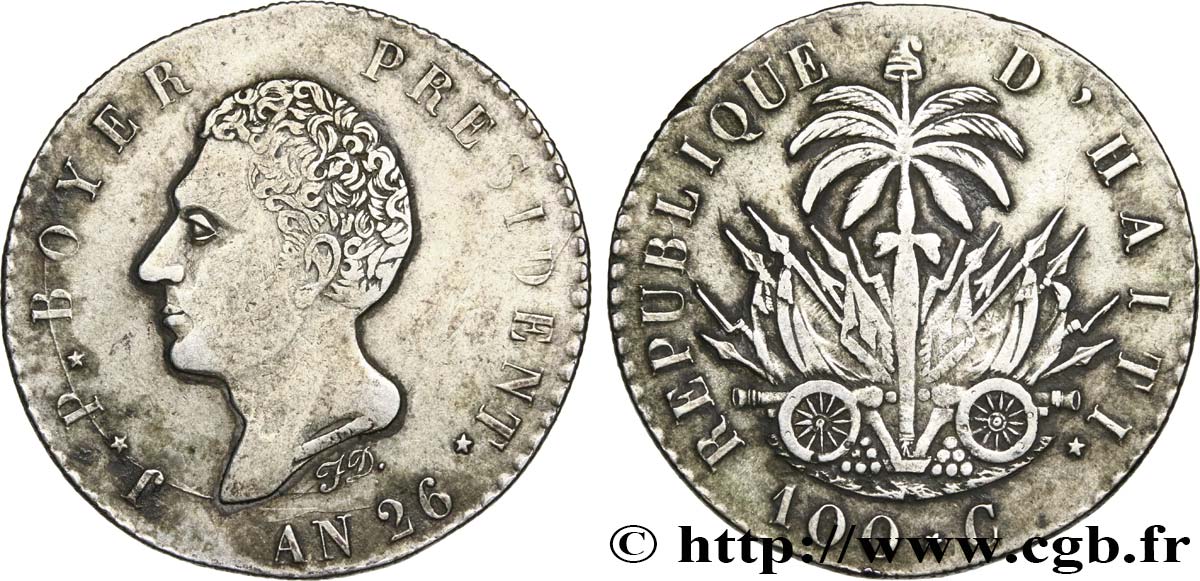 HAITI 100 Centimes Jean-Pierre Boyer an 27 1830  XF 