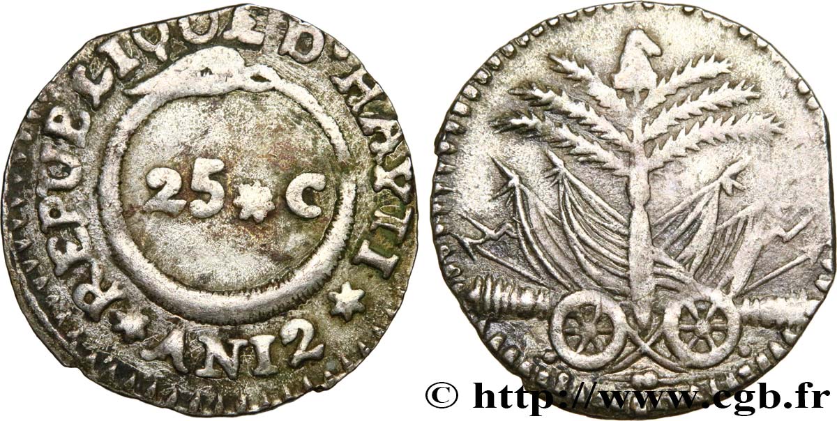 HAITI 25 Centimes an 12 1815  XF 