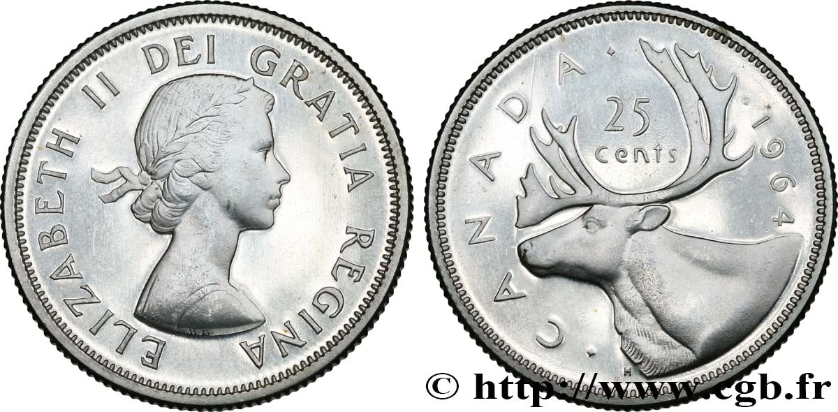 CANADA 25 Cents Elisabeth II 1964  SPL 