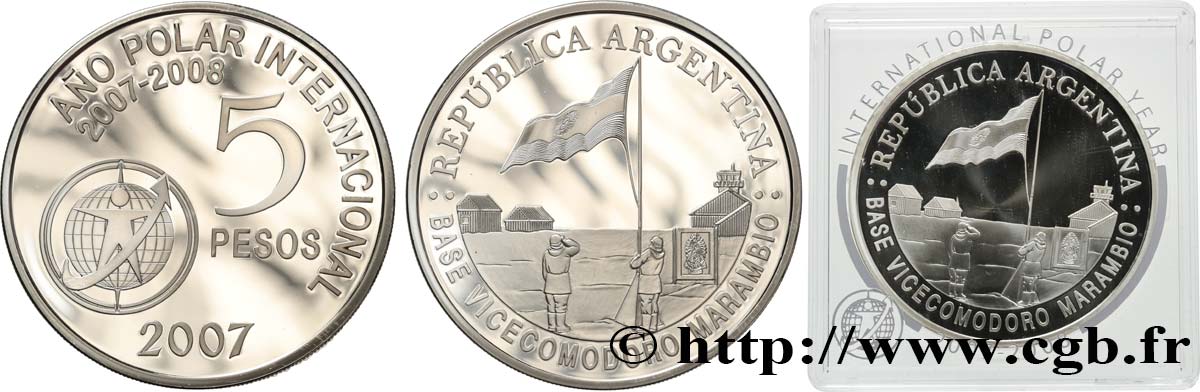 ARGENTINE 5 Pesos Proof année Polaire Internationale 2007  SPL 