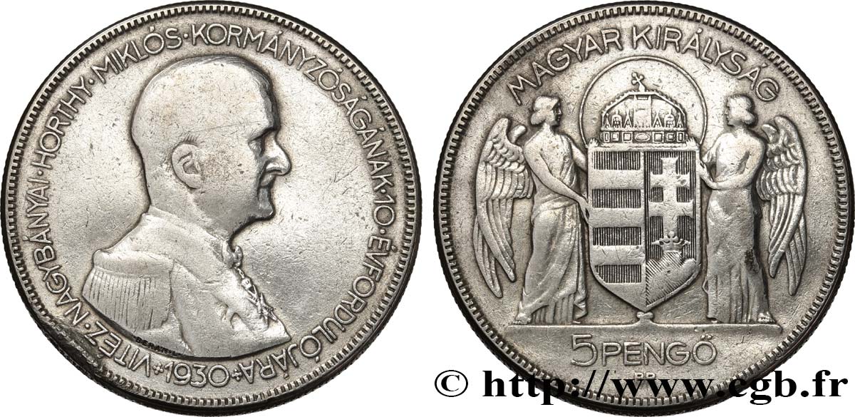 HUNGARY 5 Pengo Amiral Horthy 1930 Budapest - BP fwo_541367 World