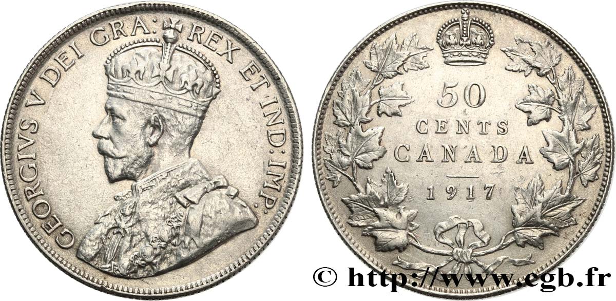 KANADA 50 Cents Georges V 1917  fVZ 