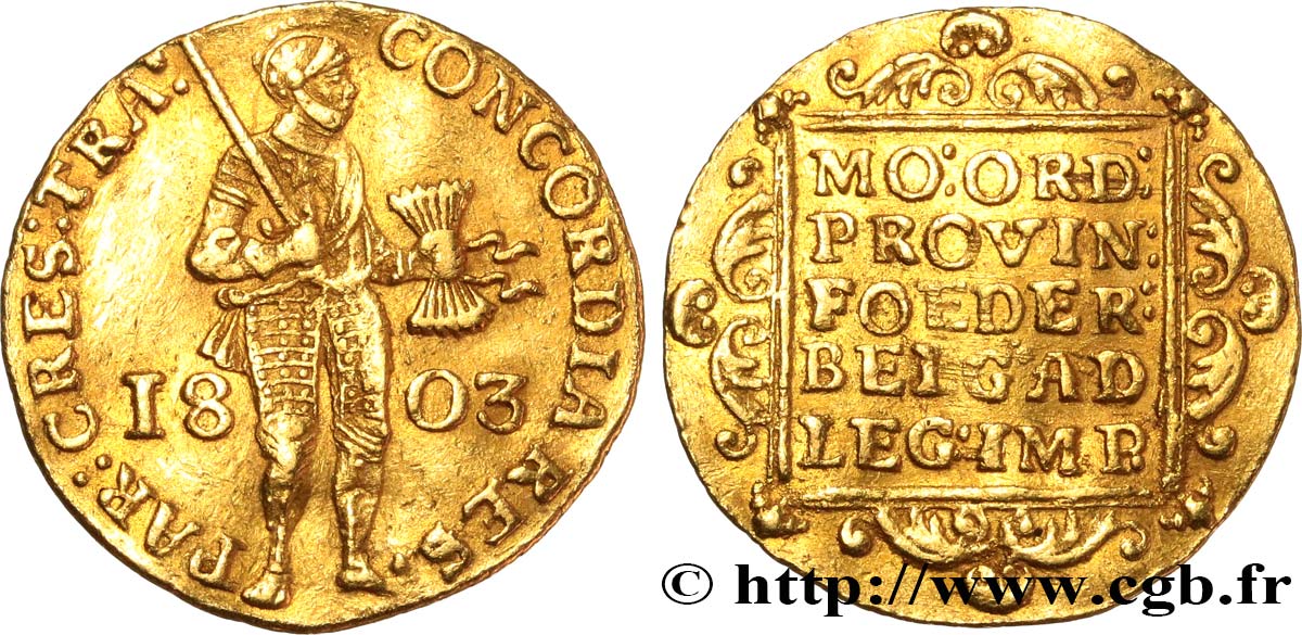 RÉPUBLIQUE BATAVE Ducat d or au chevalier, 1er type 1805 Utrecht SS 