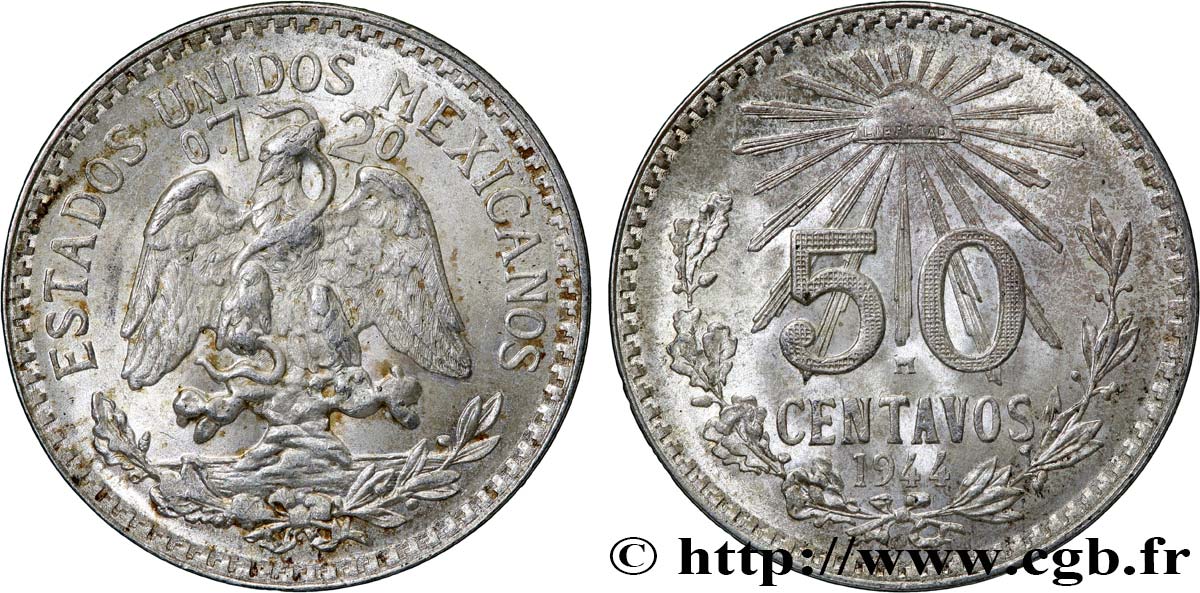 MEXIQUE 50 Centavos 1944 Mexico SPL 