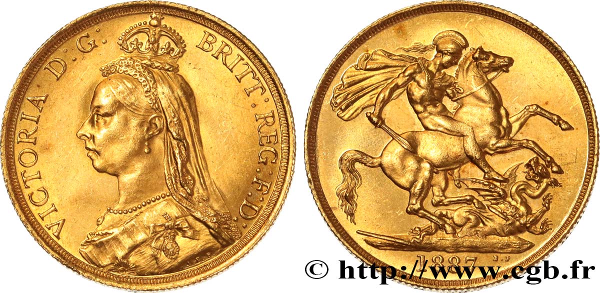 REINO UNIDO 2 Pounds (2 Livres) Victoria “buste du jubilé” 1887 Londres EBC 