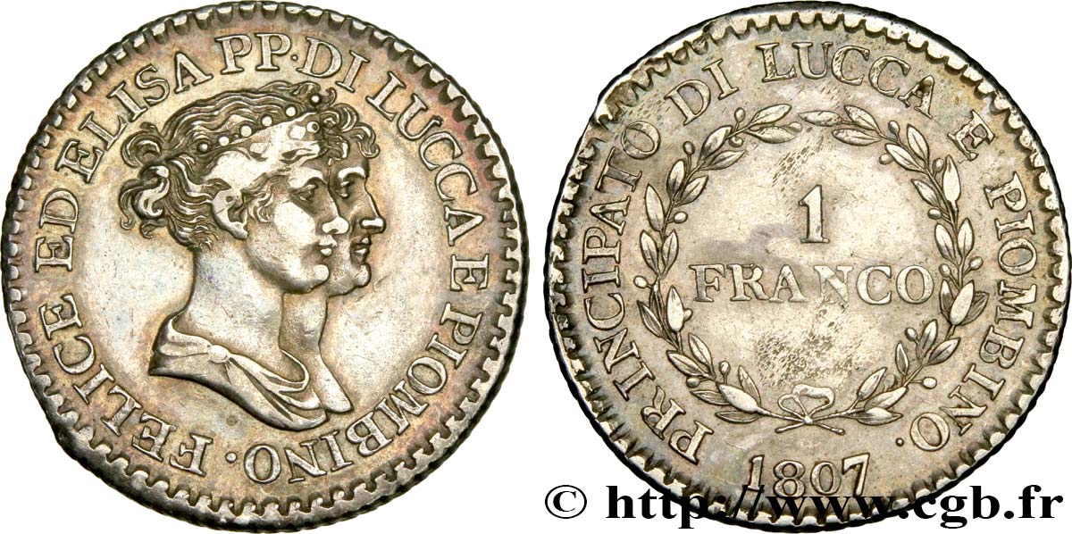 ITALY - LUCCA AND PIOMBINO 1 Franco 1807 Florence XF/AU 