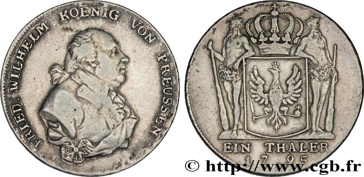 GERMANY - PRUSSIA 1 Thaler Frédéric Guillaume 1795 Berlin VF/XF 
