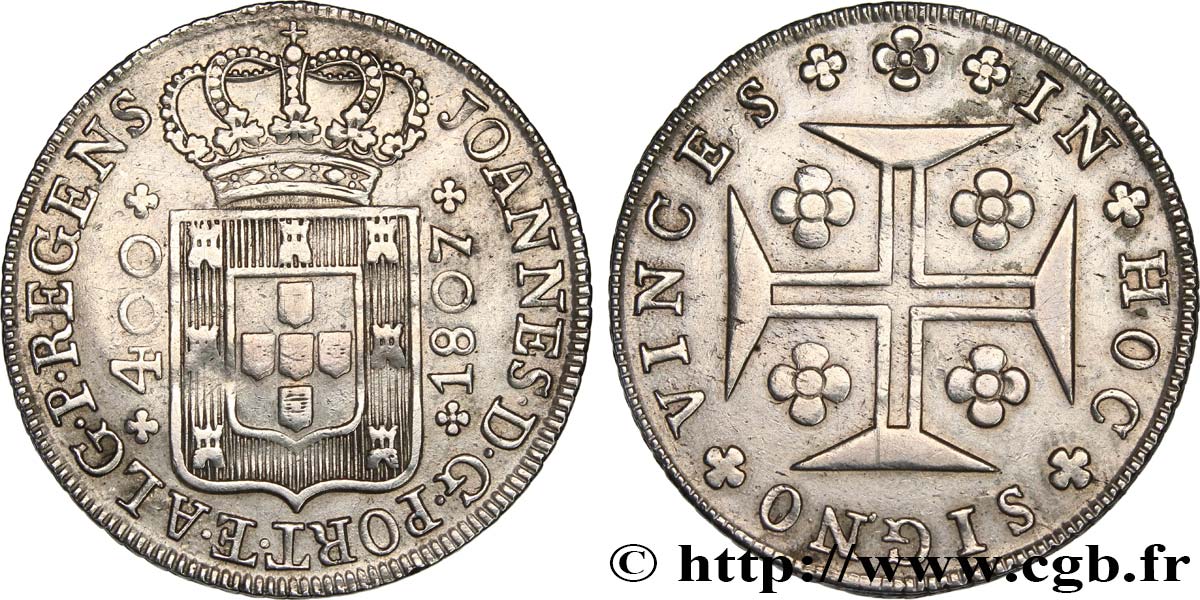 PORTUGAL 400 Reis Jean VI 1807 Lisbonne fVZ 