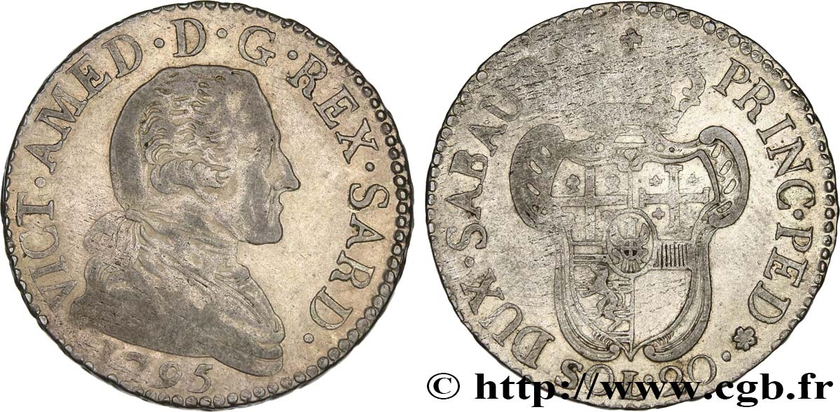 ITALIE - ROYAUME DE SARDAIGNE 20 Soldi Victor Amédée III 1795 Turin TB+ 
